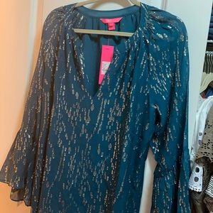 Gold and Teal Lilly Pulitzer Blouse